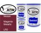 Preview: Nissan, Magenta Metallic, LR0: 500ml Lackdose + 500ml Klarlack + 250ml Härter - Set, von ATW Autoteile West.
